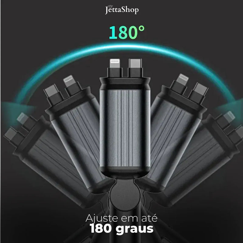 Carregador Turbo 4 em 1 Automotivo com Cabos Retráteis e Projetor Galáctico - Jetta ChargeLux™ [ESTOQUE LIMITADO]